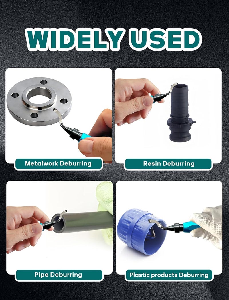 Inyze Store أداة إزالة الحواف، 12 شفرة دوارة من HSS للطباعة ثلاثية الأبعاد، الراتنج، المعدن، مثالية للأنابيب وإزالة الحواف للطباعة ثلاثية الأبعاد، مقبض (أزرق) - Image 5